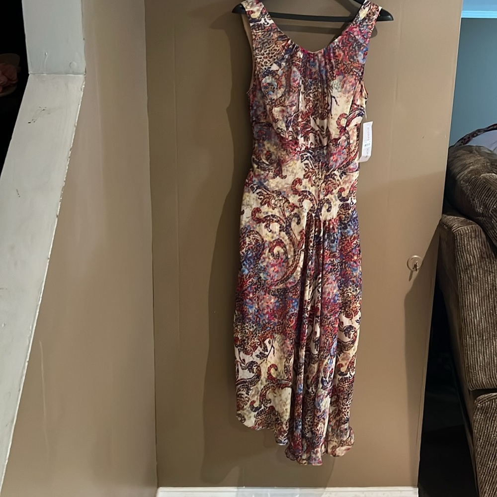 Evan Picone African Violet Illusion Print MIDI Dress. NWT Sz 4 to 8